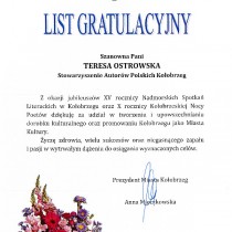 Powiększ zdjęcie List gratulacyjny