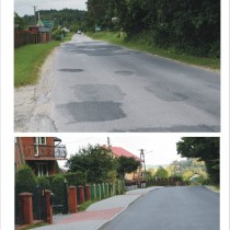 Powiększ zdjęcie Droga powiatowa w Cieślach przed i po przebudowie