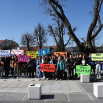 Powiększ zdjęcie Uczestnicy happeningu we włoszczowskim Rynku