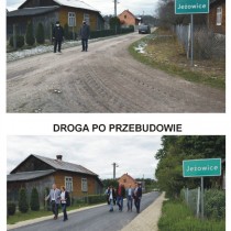 Powiększ zdjęcie Droga w Jeżowicach przed i po przebudowie