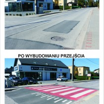 Powiększ zdjęcie Ulica Wschodnia przed budową wyniesionego przejścia dla pieszych i po jego wybudowaniu