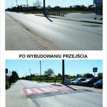 Powiększ zdjęcie Ulica Wschodnia przed budową wyniesionego przejścia dla pieszych i po jego wybudowaniu