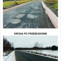 Powiększ zdjęcie Droga powiatowa w Kurzelowie przed i po przebudowie