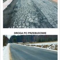 Powiększ zdjęcie Droga powiatowa w Kurzelowie przed i po przebudowie